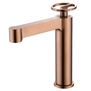 Grifo monomando de lavabo serie Olimpo de Imex, en oro rosa