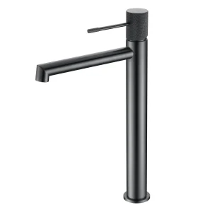 Grifo monomando de lavabo caño alto serie Line de Imex, en gris oscuro