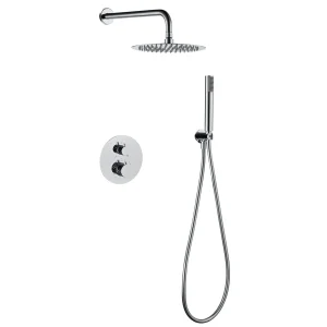Conjunto de ducha termostático empotrado serie Bless de Imex, en cromo