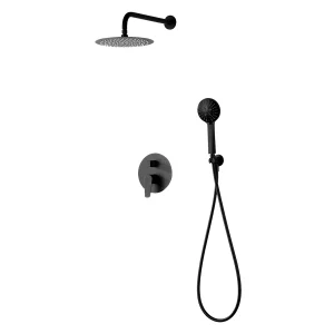 Conjunto de ducha monomando empotrado Bélgica IMEX | Ducha de pared negro mate o cromo, en negro