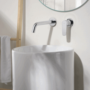 Grifería monomando empotrada para lavabo Bélgica IMEX | Grifo de pared negro o cromo - Imagen 4