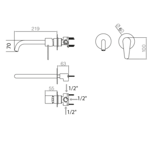 Grifería monomando empotrada para lavabo Bélgica IMEX | Grifo de pared negro o cromo - Imagen 7