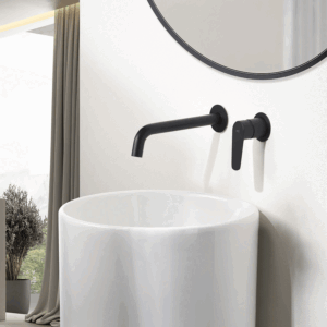 Grifería monomando empotrada para lavabo Bélgica IMEX | Grifo de pared negro o cromo - Imagen 5