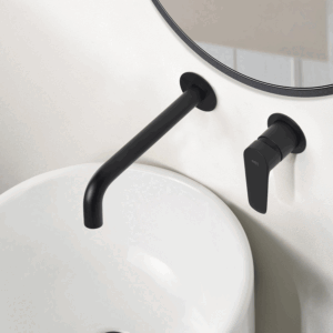 Grifería monomando empotrada para lavabo Bélgica IMEX | Grifo de pared negro o cromo - Imagen 6