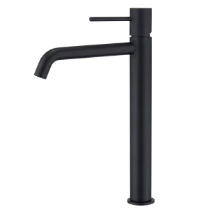 Grifo monomando lavabo alto Monza, diseño moderno en acabados premium, en negro