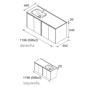 Mueble de baño Noja 120 cm con 4 puertas y lavabo desplazado a izquierda o derecha - Imagen 10