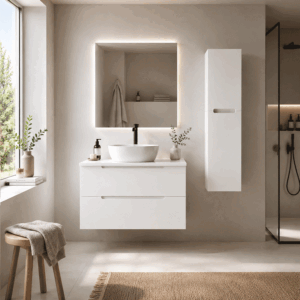 Mueble de baño Kairo suspendido con lavabo porcelánico y 2 cajones - Imagen 9