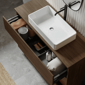 Mueble de baño Montreal suspendido con tapa para lavabo sobre encimera - Imagen 10