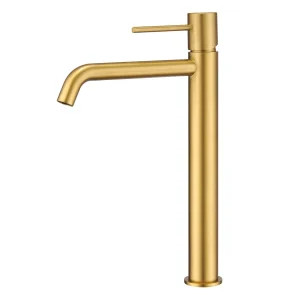 Grifo monomando lavabo alto Monza, diseño moderno en acabados premium, en dorado
