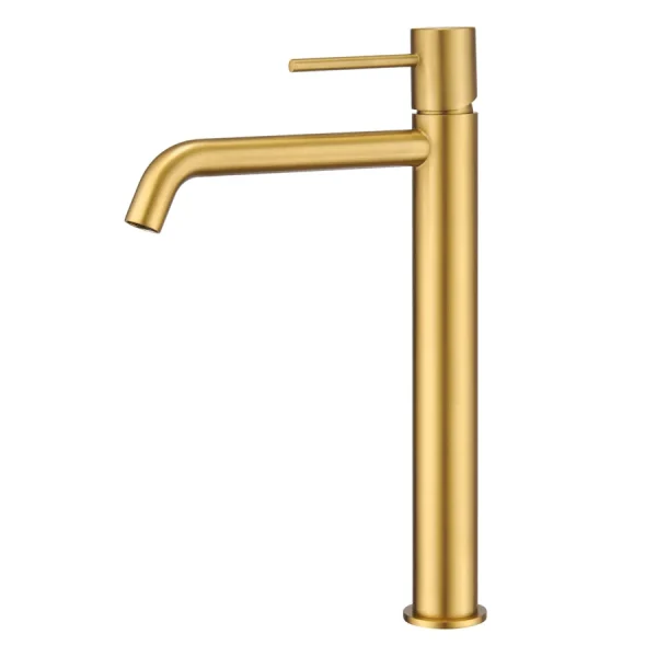 Grifo monomando lavabo alto Monza, diseño moderno en acabados premium, en dorado