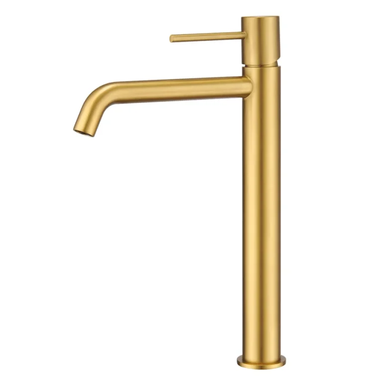 Grifo monomando lavabo alto Monza, diseño moderno en acabados premium, en dorado