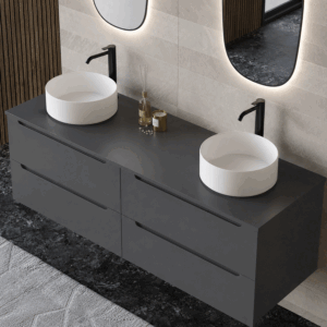 Mueble de baño Kairo suspendido con lavabo porcelánico y 2 cajones - Imagen 5