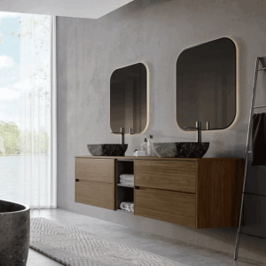 Mueble de baño Montreal suspendido con tapa para lavabo sobre encimera - Imagen 2