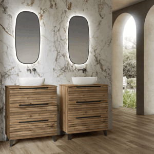 Mueble de baño Ruanda 3 cajones con patas y tapa para lavabo sobre encimera - Imagen 2