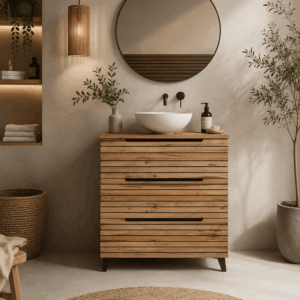 Mueble de baño Ruanda 3 cajones con patas y tapa para lavabo sobre encimera