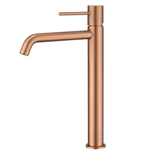 Grifo monomando lavabo alto Monza, diseño moderno en acabados premium, en oro rosa