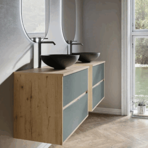 Mueble de baño Nórdico suspendido con lavabo sobre encimera | Diseño escandinavo - Imagen 3