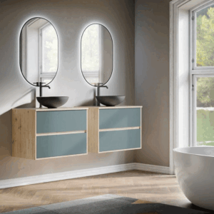 Mueble de baño Nórdico suspendido con lavabo sobre encimera | Diseño escandinavo - Imagen 2