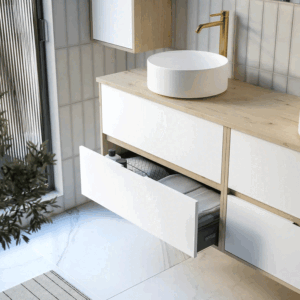Mueble de baño Nórdico suspendido con lavabo sobre encimera | Diseño escandinavo - Imagen 5