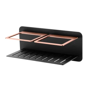 Jabonera frontal Imán, accesorio de baño en acero S304 en varios acabados, en negro y oro rosa