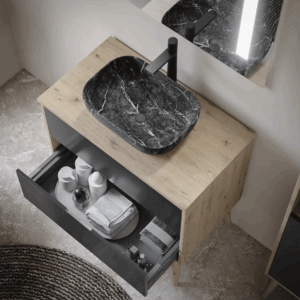 Mueble de baño Nórdico suspendido con lavabo sobre encimera | Diseño escandinavo - Imagen 7