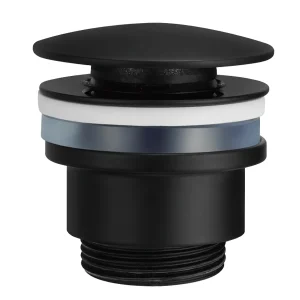 Válvula click-clack PVD para lavabo, desagüe automático en acabados premium, en negro