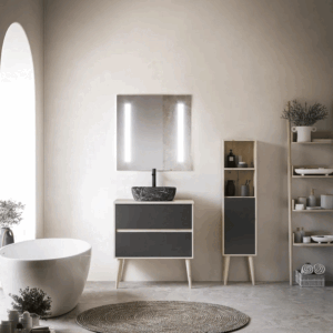 Mueble de baño Nórdico suspendido con lavabo sobre encimera | Diseño escandinavo - Imagen 6