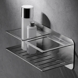 Jabonera frontal Imán, accesorio de baño en acero S304 en varios acabados, en acero, ambientado en baño, vista 11