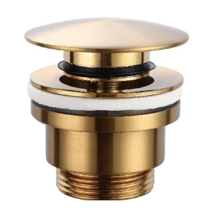 Válvula click-clack PVD para lavabo, desagüe automático en acabados premium, en dorado