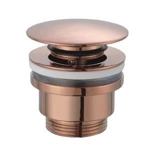 Válvula click-clack PVD para lavabo, desagüe automático en acabados premium, en oro rosa