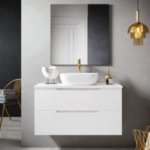 Mueble de baño Paris suspendido con 2 cajones y tapa para lavabo sobre encimera - Imagen 3