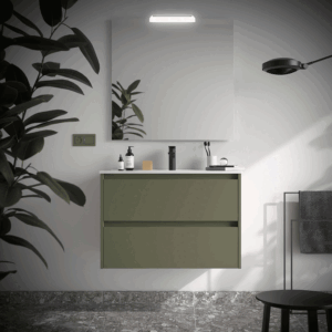 Mueble de baño suspendido Noja con 2 cajones y lavabo de porcelana - Imagen 9