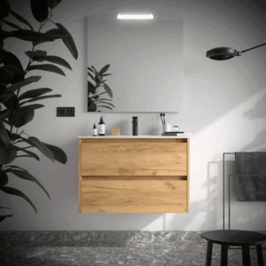 Mueble de baño suspendido Noja con 2 cajones y lavabo de porcelana - Imagen 8