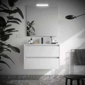 Mueble de baño suspendido Noja con 2 cajones y lavabo de porcelana - Imagen 6
