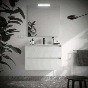 Mueble de baño suspendido Noja con 2 cajones y lavabo de porcelana - Imagen 5