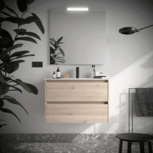 Mueble de baño suspendido Noja con 2 cajones y lavabo de porcelana - Imagen 4