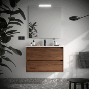 Mueble de baño suspendido Noja con 2 cajones y lavabo de porcelana