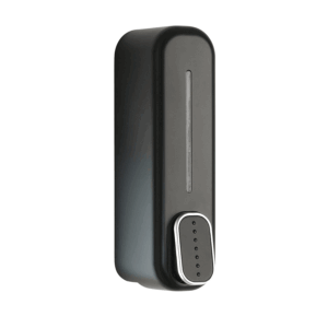 Dosificador de jabón 350 ml Imex, dispensador de pared en negro mate y cromo