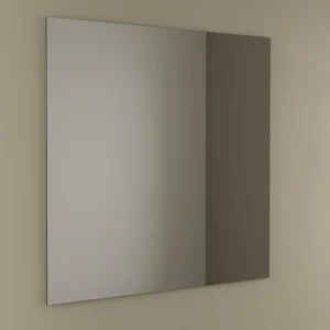 Conjunto de baño Noja 120 cm con 2 cajones, 2 puertas, lavabo desplazado y espejo incluido, detalle del espejo