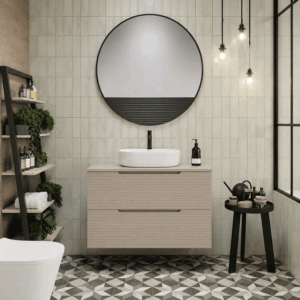 Mueble de baño Paris suspendido con 2 cajones y tapa para lavabo sobre encimera
