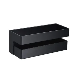 Jabonera frontal de PVC, accesorio de baño en blanco mate y negro mate, en negro