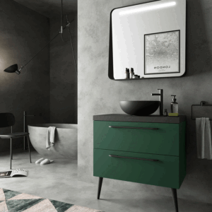 Lavabo Lokum sobre encimera circular en porcelana negra mate - Imagen 3