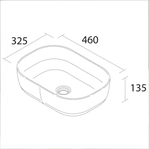 Lavabo de posar Carla, lavabo sobre encimera de porcelana para baño moderno, plano con medidas
