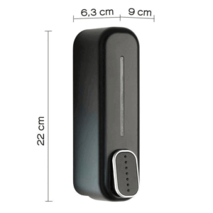 Dosificador de jabón 350 ml Imex, dispensador de pared en negro mate y cromo - Imagen 3