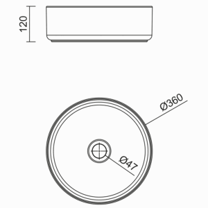 Lavabo sobre encimera Kandy circular en porcelana para baño moderno - Imagen 3