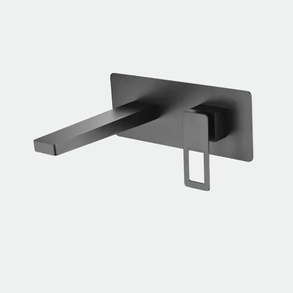 Grifo monomando lavabo empotrado Suecia, diseño moderno, en gris oscuro