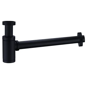 Sifón redondo para lavabo, diseño moderno para instalaciones vistas, en negro