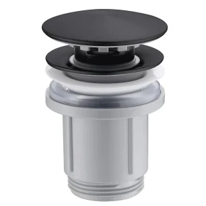 Válvula click-clack de PVC para lavabo, desagüe automático en varios acabados, con tapa negra