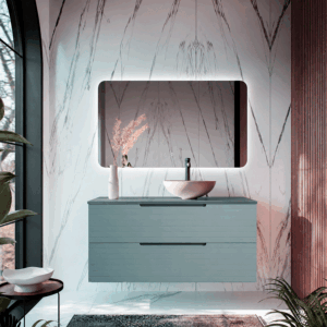 Mueble de baño Paris suspendido con 2 cajones y tapa para lavabo sobre encimera - Imagen 5