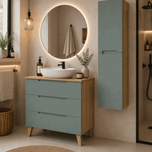Mueble de baño Roma con tres cajones y patas para lavabo sobre encimera - Imagen 6
